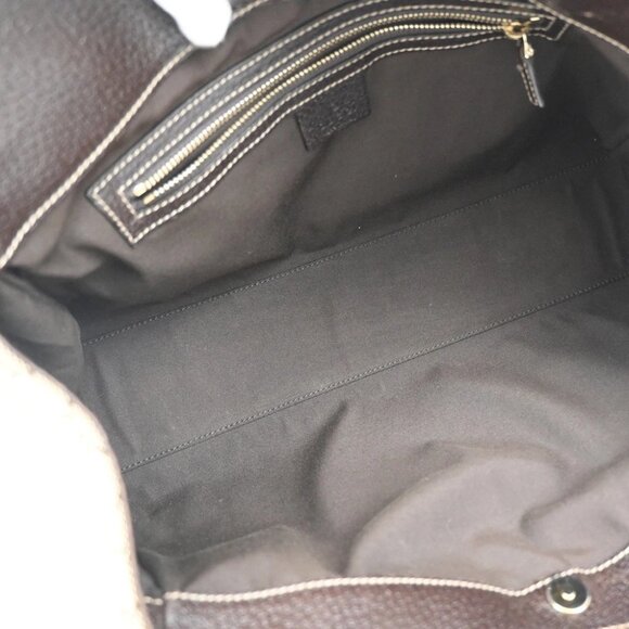 GUCCI Logo GG Pattern Shoulder Bag Canvas Leather Brown GHW Italy 76YH745 - Picture 9 of 14
